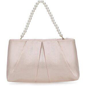 ⚡ Women's Blush Pink Formal Pleated Satin Fabric Zipper Closure Clutch Bag